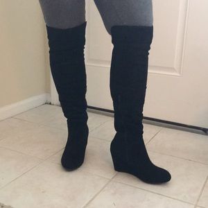 Chinese Laundry Over the Knee Suede Wedge Boots